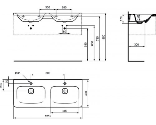 Раковина Ideal Standard Tonic II 120 мебельная