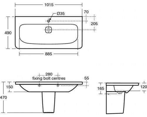 Умывальник 100 см Ideal Standard TONIC II K087201