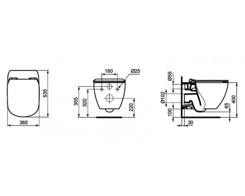 Унитаз подвесной Ideal Standard Tesi Aquablade T007901 с сиденьем Soft-Close T352701