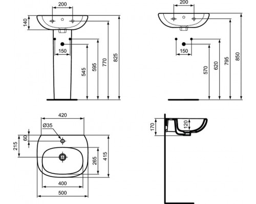 Умывальник 50 см Ideal Standard TESI T009401