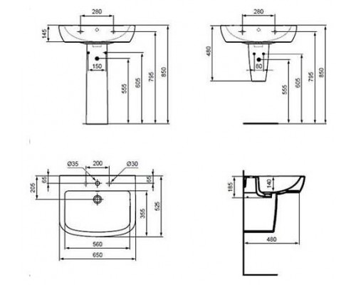 Раковина Ideal Standard Tempo T056301 (65 см)