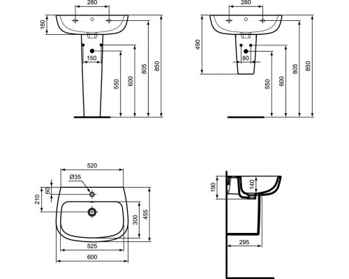 Раковина Ideal Standard Esedra T279801 60 см