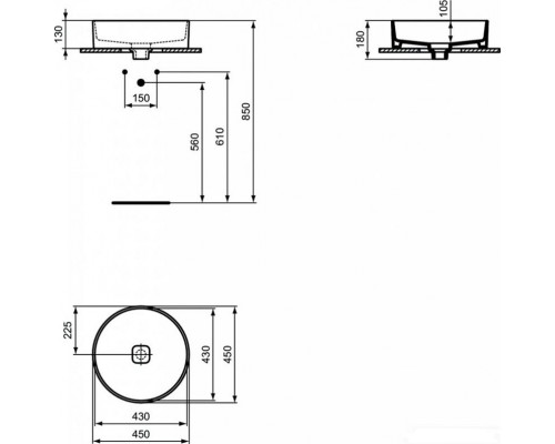 Раковина накладная Ideal Standard Strada II Round Vessel T295901 45 см