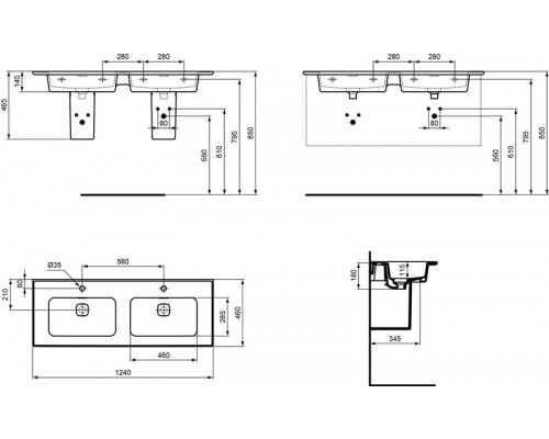 Раковина Ideal Standard Strada II Vanity  124x46 подвесная