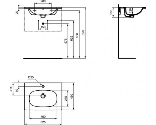 Умывальник 60 см Ideal Standard TESI Vanity T351001
