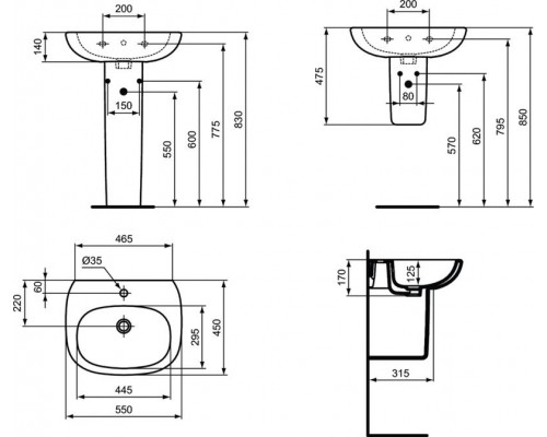 Умывальник 55 см Ideal Standard TESI T351501