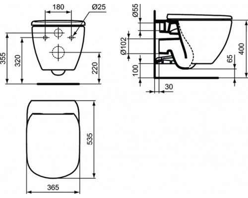 Унитаз Ideal Standard Tesi Rimless T355101, сиденье с микролифтом в комплекте