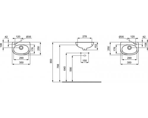 Умывальник 35 см Ideal Standard ECCO/EUROVIT W407901
