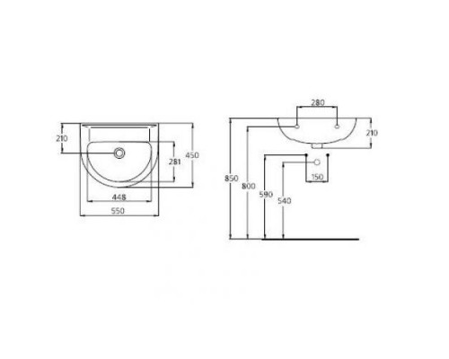 Раковина Ideal Standard Ecco W434001 55 см