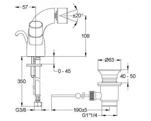 Смеситель Jacob Delafon Talan E10088RU-CP для биде