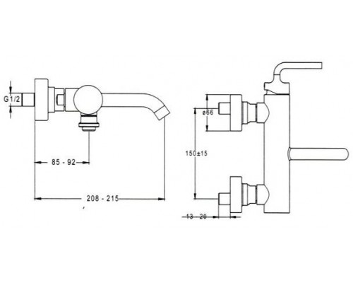 Смеситель Jacob Delafon Purist E14589-4A-CP ванны с душем