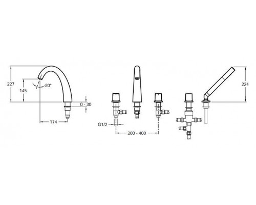 Смеситель Jacob Delafon Elevation E18876-CP на борт ванны