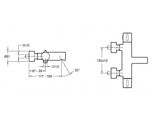 Смеситель термостатический для ванны Jacob Delafon Cuff E37037-CP