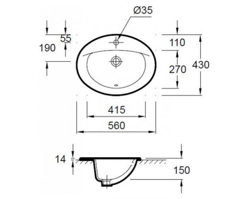 JACOB DELAFON ODEON E4155-00 раковина встраиваемая 56х43 см