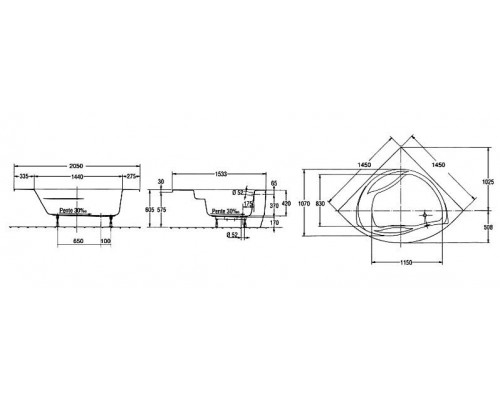 Акриловая ванны Jacob Delafon Presqu'ile 145х145 I E6045RU-00
