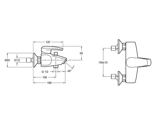 Смеситель Jacob Delafon Tea E71600-CP для ванны с душем
