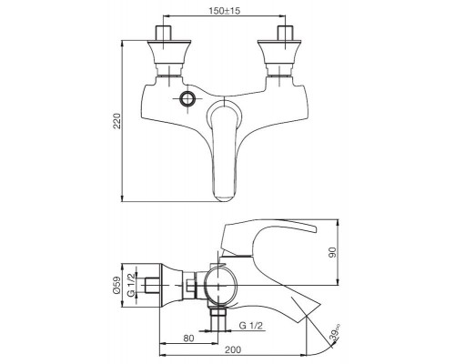 Смеситель для ванны и душа Jacob Delafon Symbol E71680-CP