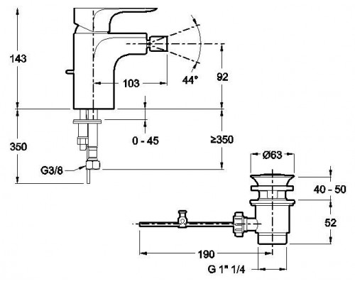 Смеситель Jacob Delafon Aleo E72279-CP для биде