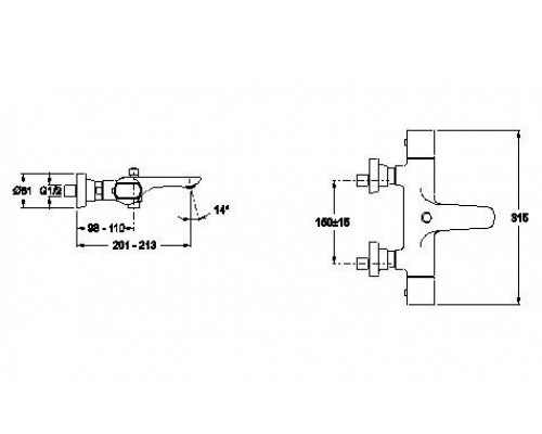 Смеситель термостатический для ванны Jacob Delafon Aleo E72286-CP