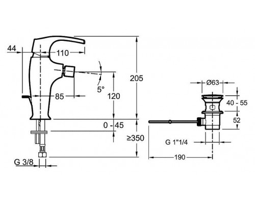 Смеситель Jacob Delafon Symbol E73680-CP для биде