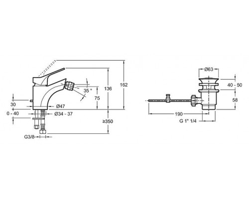 Смеситель для биде Jacob Delafon Brive E75763-CP