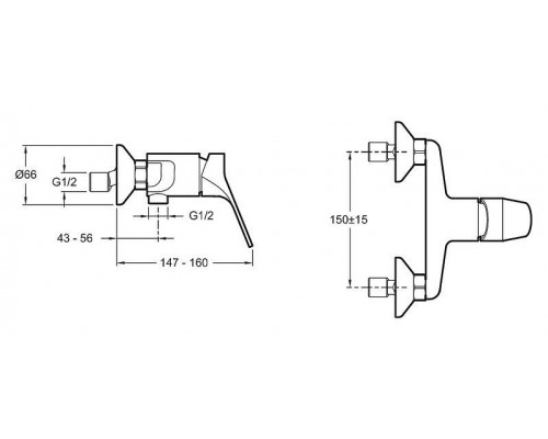 Смеситель для ванны и душа Jacob Delafon Brive E75765-CP