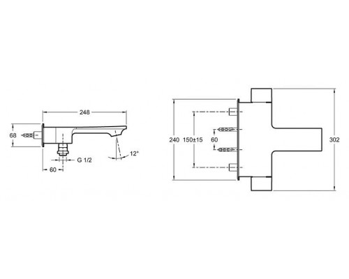 Смеситель Jacob Delafon STANCE E9100-CP для ванны