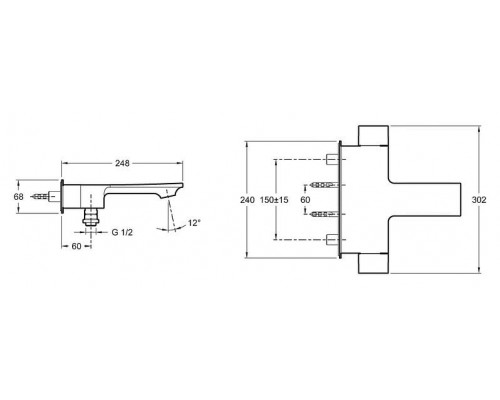 Термостат Jacob Delafon Stance E9103-CP для ванны с душем