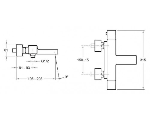 Термостат для ванны с душем Jacob Delafon Strayt E9127-CP