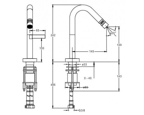 Смеситель Jacob Delafon Stillness E971-4-CP для биде