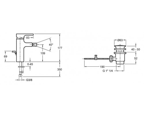 Смеситель Jacob Delafon Strayt E98338-CP для биде