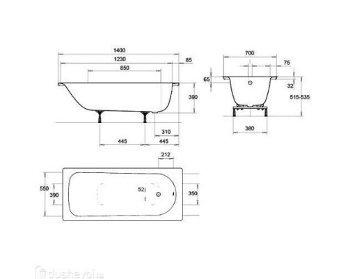 Ванна стальная Kaldewei Eurowa 140*70 309-1