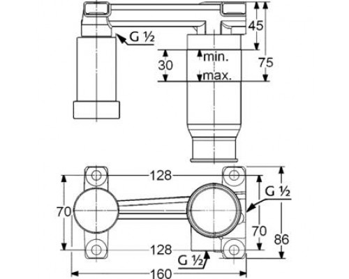 Скрытая часть смесителя для умывальника Kludi 38243