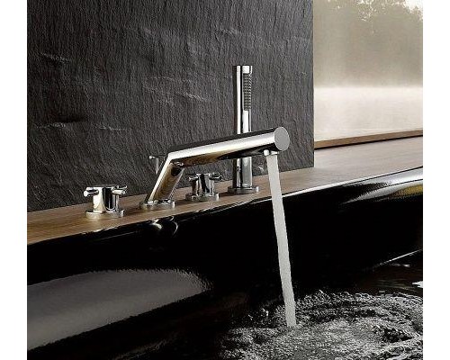 Смеситель Kludi Bozz 384240520 для ванны и душа, на 4 отверстия, ручки крестообразные