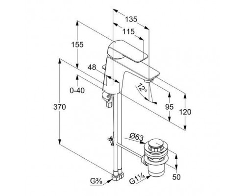 KLUDI AMEO Однорычажный смеситель для раковины XL