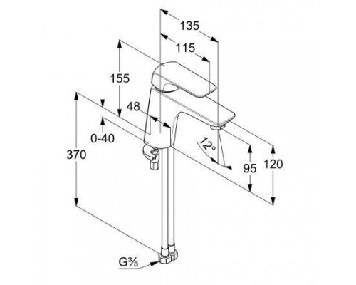 KLUDI AMEO Однорычажный смеситель для раковины XL, без донного клапана