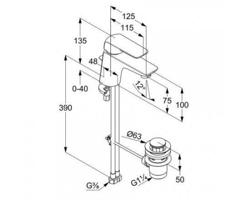KLUDI AMEO Однорычажный смеситель для раковины, для малых раковин