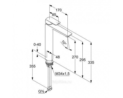 KLUDI AMEO Однорычажный смеситель для раковины-чаши, 270 мм