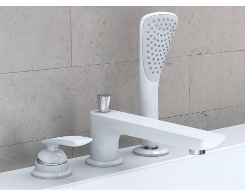 KLUDI BALANCE однорычажный смеситель для ванны и душа, на 3 отверстия, длина излива 220 мм,белый/хром