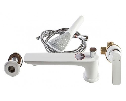 KLUDI BALANCE однорычажный смеситель для ванны и душа, на 3 отверстия, длина излива 220 мм,белый/хром