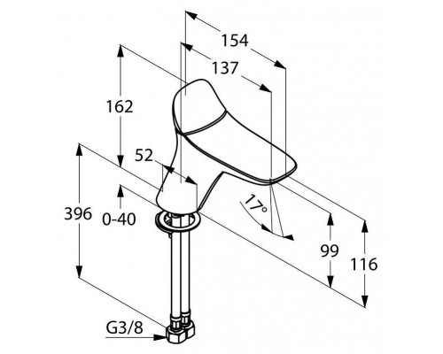 KLUDI AMBIENTA однорычажный смеситель на умывальник DN 15 без донного клапана