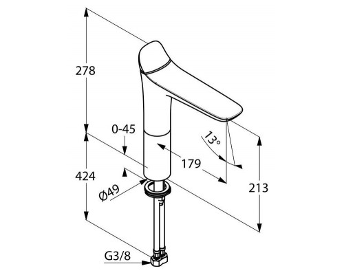 KLUDI AMBIENTA однорычажный смеситель на умывальник DN 15 высота 213 мм