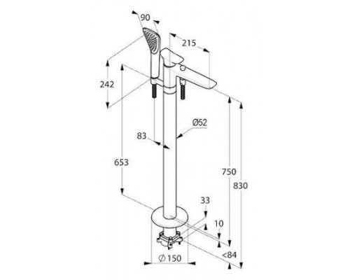 KLUDI AMBIENTA смеситель для ванны и душа DN 15 отдельно стоящий