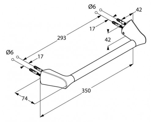 KLUDI AMBIENTA поручень для ванны, длина 350 мм