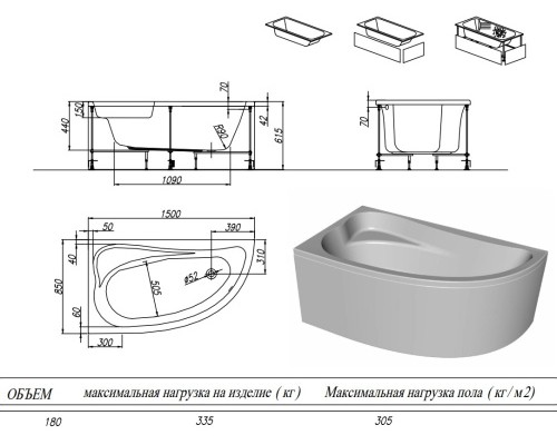 Ванна акриловая Kolpa-San Calando 150x85 D