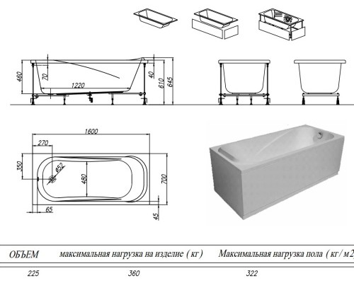 Ванна акриловая Kolpa-San String 160x70