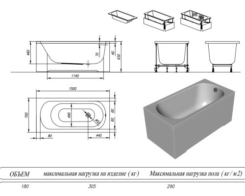 Ванна акриловая Kolpa-San Betty 150x70