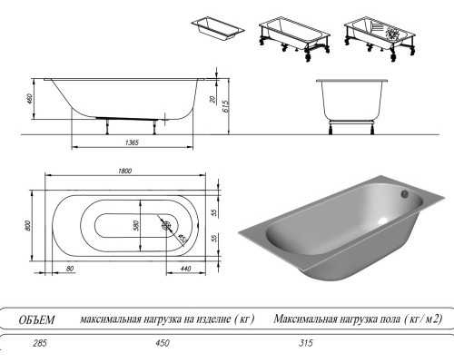 Ванна акриловая Kolpa-San Betty E2 180x80