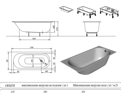 Ванна акриловая Kolpa-San Betty E2 170x75