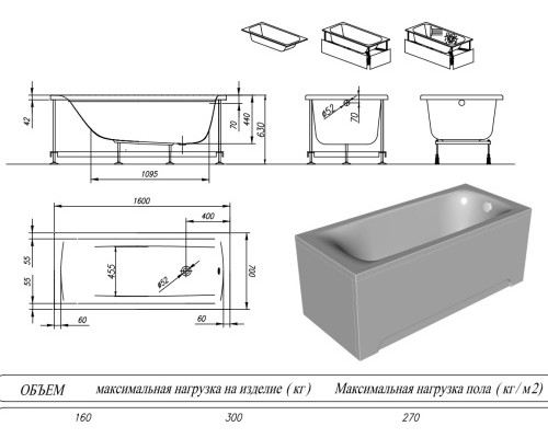 Ванна акриловая Kolpa-San Evelin 160x70